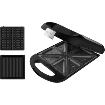 Cecotec Sandwich Maker | Rock'nToast Family 3in1 | 1500 W | Liczba płyt 3 | Czarny