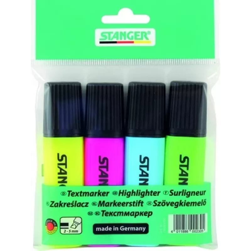 Zakreślacz STANGER, 1-5 mm, zestaw 4 szt. 180009000