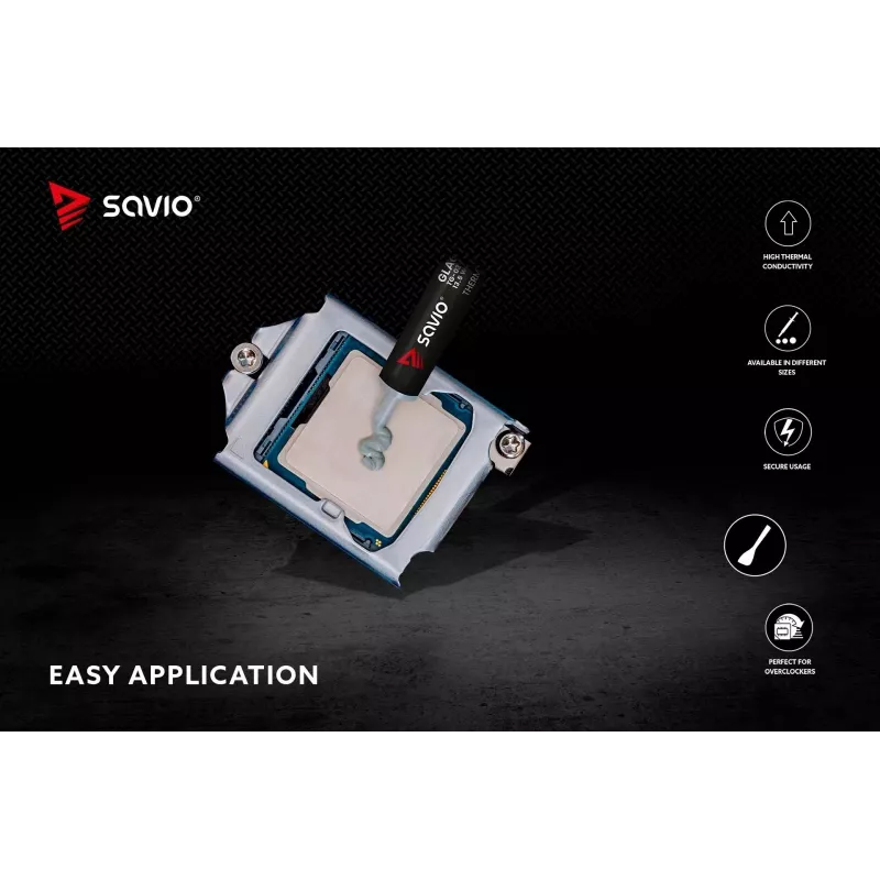 Pasta termoprzewodząca SAVIO TG-03 13,5 W/m·K, 2 g — związek termoprzewodzący