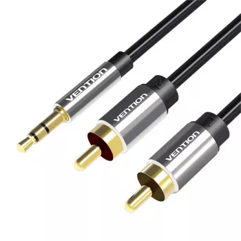 Vention 3.5mm Male to 2RCA Male Audio kabel 1M Czarny Metal Type
