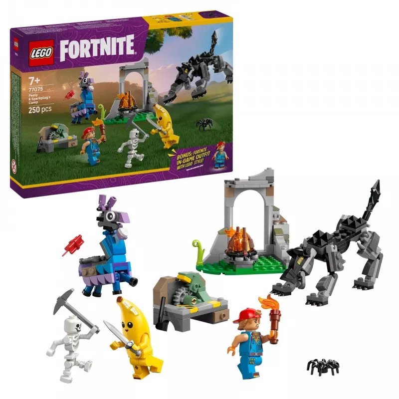 LEGO FORTNITE 77075 Obóz Peely'ego i Sparkpluga