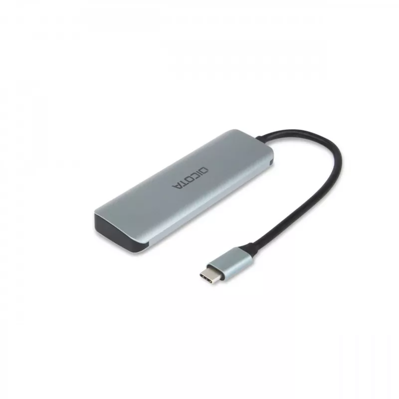Hub USB Type-C DICOTA D32061 10000 Mbit/s Srebrny