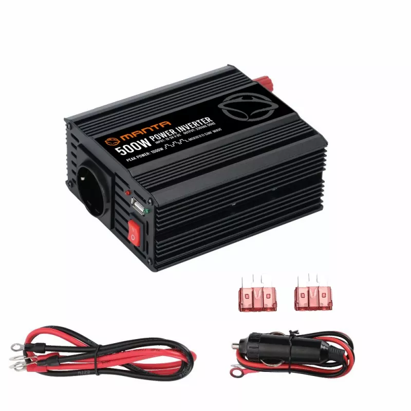 Przetwornica napięcia MANTA MPI500M 500W ciągłej / 1000W szczytowej DC na AC