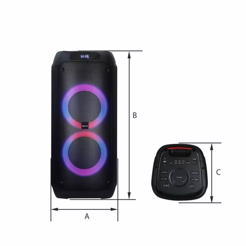Głośnik przenośny MANTA ATTIS SPK0802 120W, Bluetooth, wejście przewodowe, akumulator, FM, oświetlenie LED