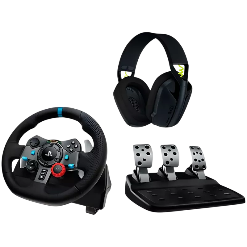 LOGITECH G29 EU + G435 Black Gaming Controller Aluminium Black USB Kierownica + pedały + zestaw słuchawkowy PC