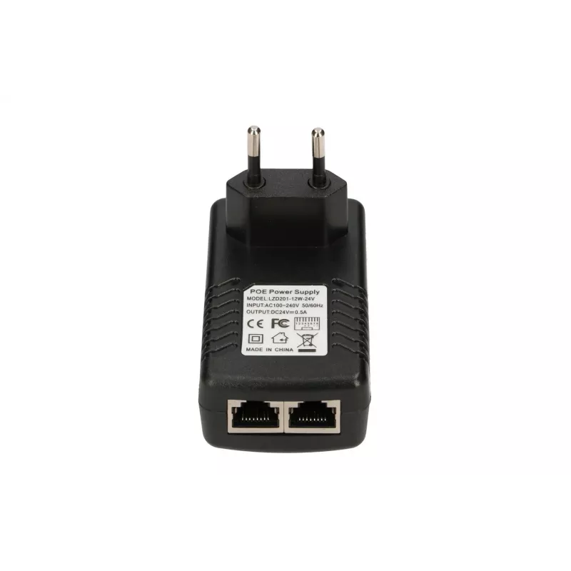 Zasilacz PoE Extralink POE-24-12W 24V 0.5A 12W wewnętrzny wtyczka ścienna, czarny