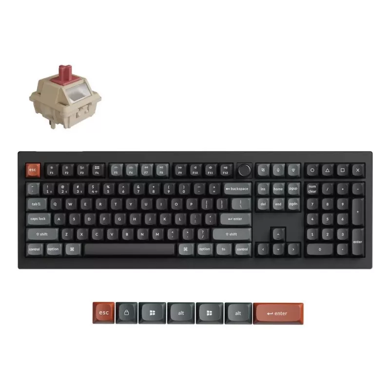 Mechaniczna pełnowymiarowa (100%) klawiatura Keychron V6 Ultra 8K — QWERTY, Bluetooth, podświetlenie RGB LED, czarna
