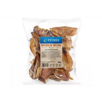 Gryzak dla psa PETMEX Ucho wieprzowe, opakowanie 20 naturalnych gryzaków dentystycznych, 800 g, psy dorosłe, wszystkie rozmiary ras