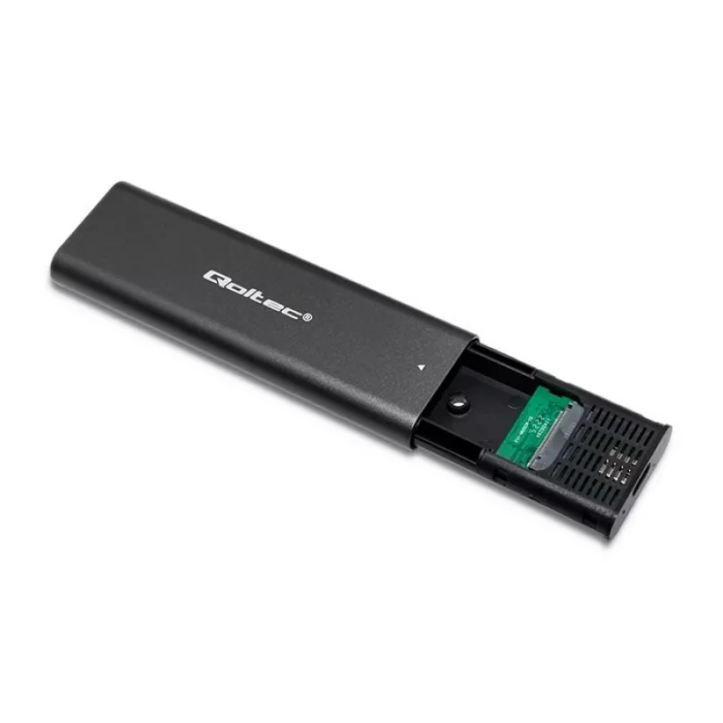 Obudowa SSD QOLTEC 50312 Czarna dla pojedynczego dysku M.2 SATA, USB Type-C (USB 2.0 / 3.2 Gen 1)