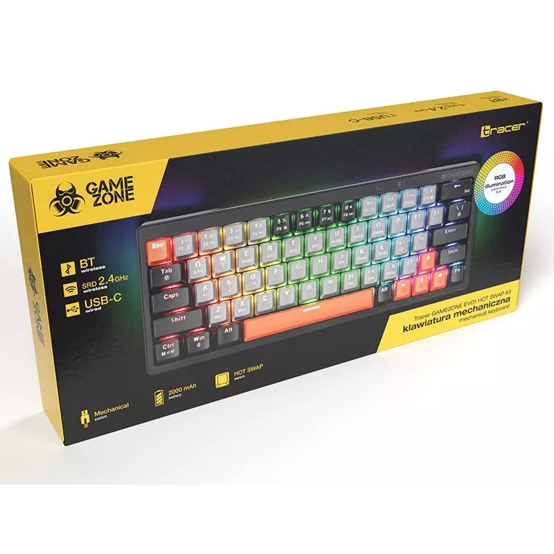 Klawiatura mechaniczna Tracer GAMEZONE EVO1 HOT SWAP 63 (Szary) TRAKLA47297