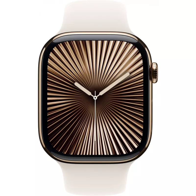 APPLE Watch Series 10 GPS + Cellular 46mm Złoty Tytanowy Case z Paskiem Sport Starlight - S/M