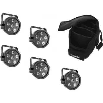 zestaw reflektorów LED EUROLITE SLS-6 TCL 5x z miękką torbą — 5 kompaktowych reflektorów LED, torba transportowa w zestawie