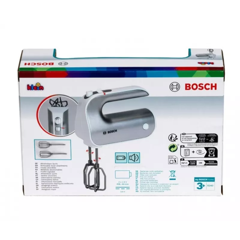Zabawkowy mikser kuchenny KLEIN Mixer Bosch 9240 Srebrny – urządzenie do zabawy w udawanie, rozmiar ręczny dla dzieci