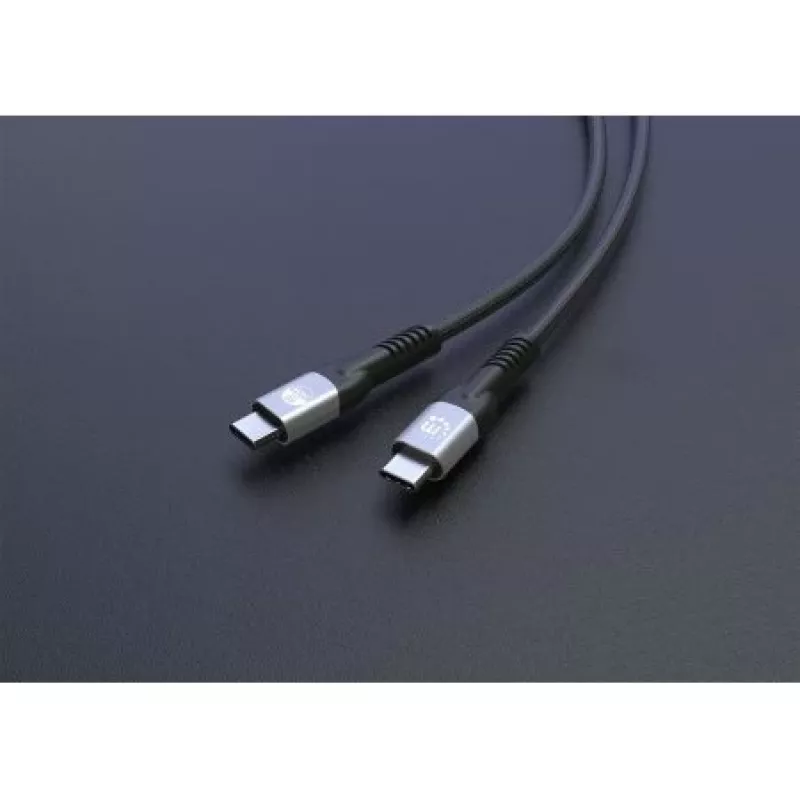 Kabel Manhattan Fast USB-C do USB-C (240 W), 1 m, ładowanie laptopa 240 W + szybkie przesyłanie danych i obrazu, współpracuje ze WSZYSTKIMI laptopami (wymagana dodatkowa ładowarka ścienna USB-C 240 W), ultraszybkie transfery 40 Gb/s, czarny, 3-letnia gwarancja