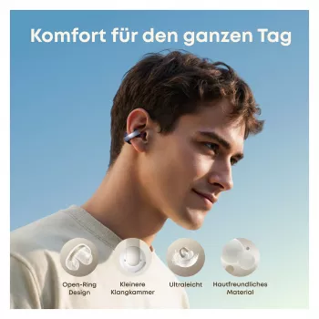 ANKER Soundcore AeroClip niebieskie otwarte słuchawki clip-ear Hi-Res Sound LDAC NC IP55 rozmowy telefoniczne wspomagane AI