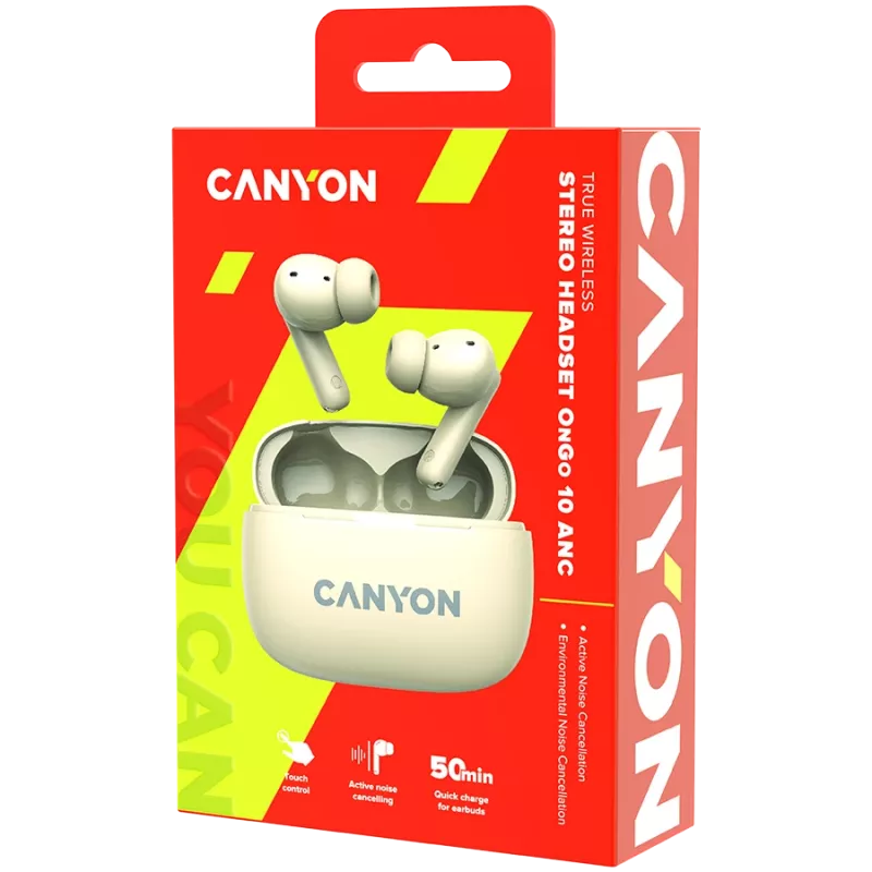 Słuchawki Canyon CNS-TWS10BG True Wireless Stereo (TWS) douszne do rozmów/muzyki/sportu/codziennego użytku USB Type-C Bluetooth Beżowy (CNS-TWS10BG)