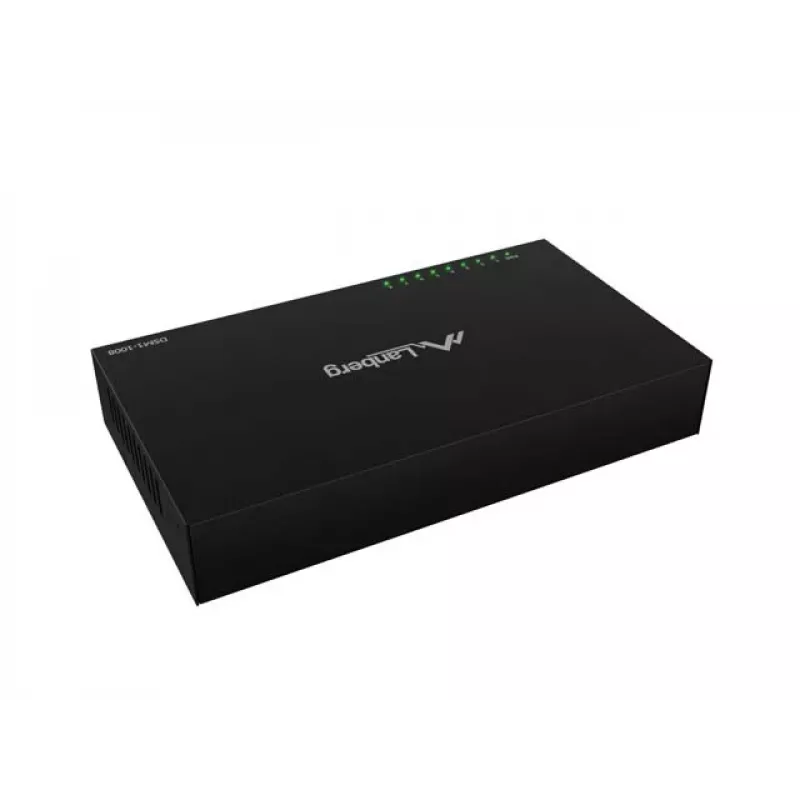 Przełącznik sieciowy LANBERG DSM1-1008 8x 1 Gb/s niezarządzalny Gigabit Ethernet desktop 12V metalowa obudowa
