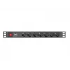 Lanberg | Listwa zasilająca PDU 19 cali 1U 10A 2M 7x gniazda Schuko | PDU-07F-0200-IEC-BK