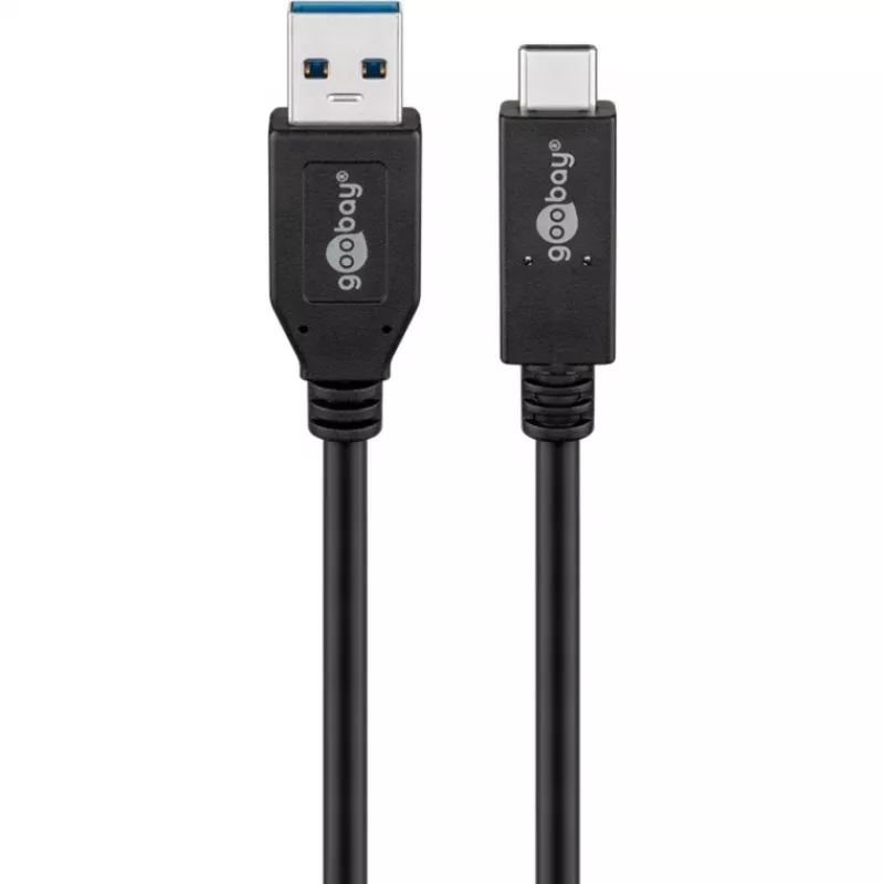 Wentronic goobay - Kabel USB - USB-C (M) do USB Type A (M) - USB 3.1 Gen 2 3 A - 50cm - Okrągły - Czarny (41073)