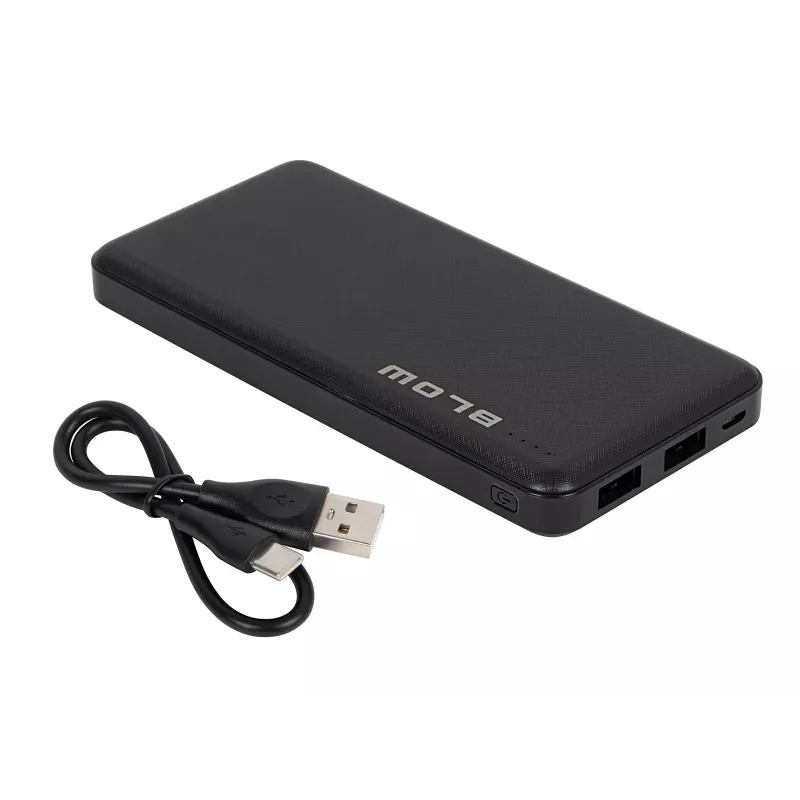 Przenośny powerbank BLOW PB10A 10000mAh bateria polimerowa, 2x wyjścia USB-A, 22,5W łącznie, wejście Micro‑USB, czarny