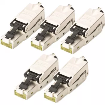Digitus CAT 6A Wtyk do montażu polowego STP 5 szt. RJ-45 Męski Srebrny