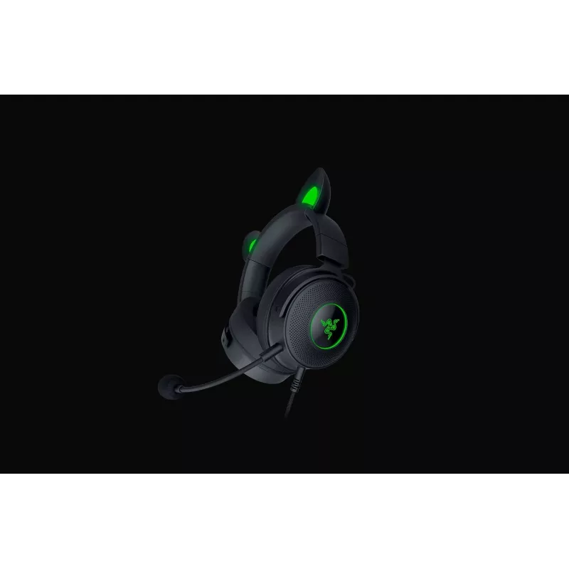 Razer Kraken V2 Pro Kitty Edition – przewodowy, nauszny, czarny zestaw słuchawkowy do gier