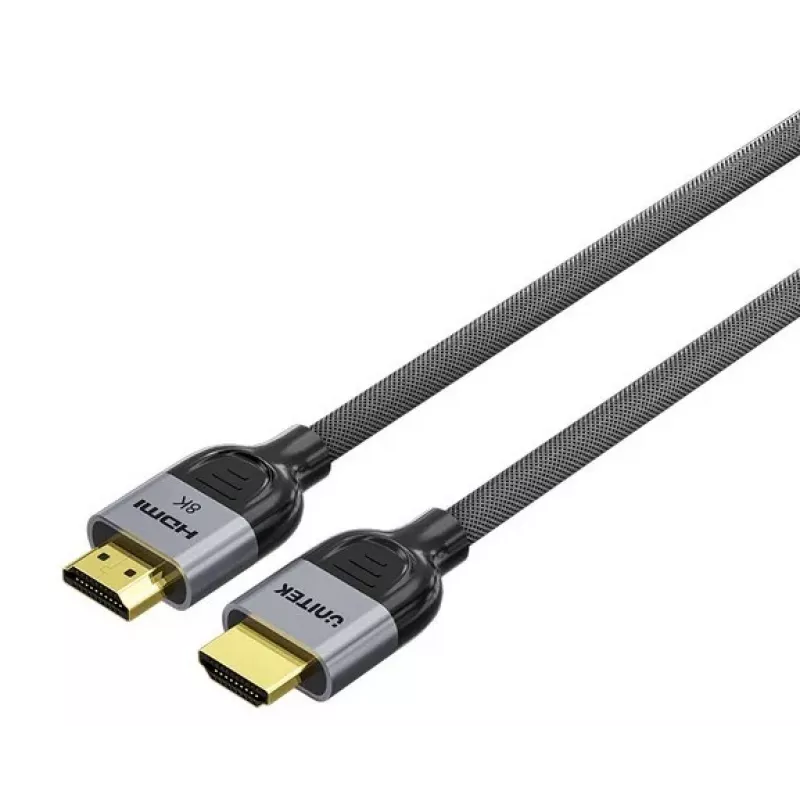 Kabel HDMI Unitek C11093RGY01 2 m, HDMI 2.1, 48 Gbit/s, 8K (7680x4320), 144 Hz, ARC, pozłacane styki, szary