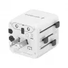 Uniwersalny podróżny adapter zasilania GEMBIRD TPA-INT-01-W — wejście 100–250 V, wtyk typu G, kompaktowe wymiary 84×56×85 mm