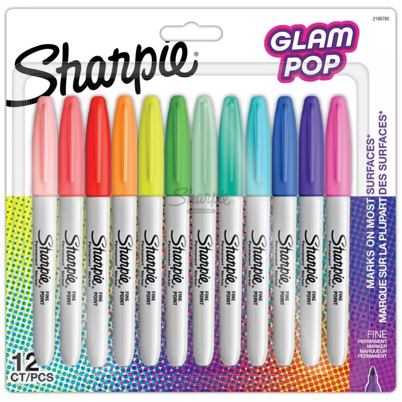 Marker Sharpie 2198780 końcówka precyzyjna 12 szt. wielokolorowy (niebieski, zielony, pomarańczowy, różowy, fioletowy, czerwony, żółty)
