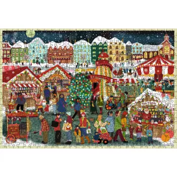 Puzzle Ravensburger Wooden Puzzle Christmas Market — 500 elementów, elementy drewniane