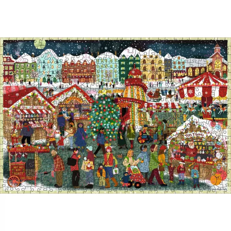 Puzzle Ravensburger Wooden Puzzle Christmas Market — 500 elementów, elementy drewniane