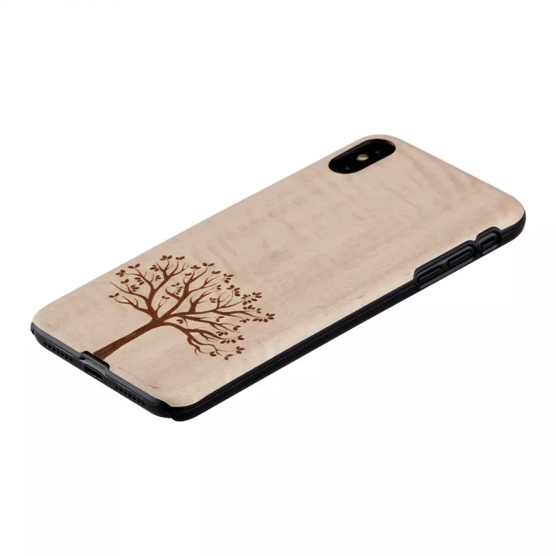 Etui na telefon man and wood dla iPhone XS Max — drewno jabłoni, czarne