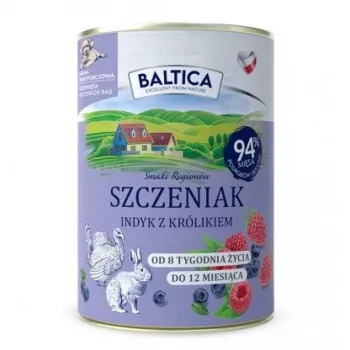 BALTICA regionalne smaki Puppy Indyk z królikiem - mokra karma dla psa - 400g