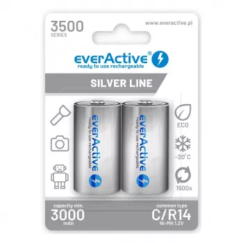 Akumulatory ładowalne everActive R14/C Ni-MH 3500 mAh gotowe do użycia
