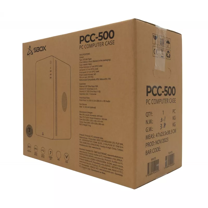Obudowa komputerowa Sbox PCC-500 Czarny ATX