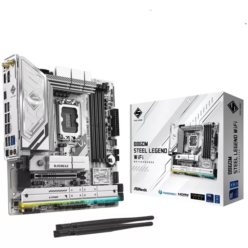 Płyta główna ASRock B860M Steel Legend WiFi — Intel B860, LGA 1851, micro‑ATX, DDR5, 4 DIMM, Wi‑Fi 6E, 2.5GbE