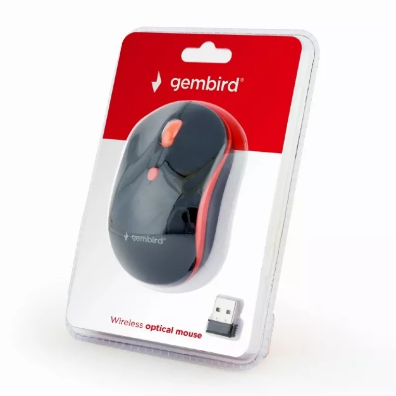 GEMBIRD MUSW-4B-03-R Bezprzewodowa Mysz Optyczna MUSW-4B-03-R 1600 DPI nano USB Czarno-Czerwona
