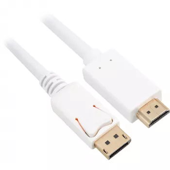 Sharkoon Adapter kabel Displayport 1.2> HDMI 4K Biały 3 Meter