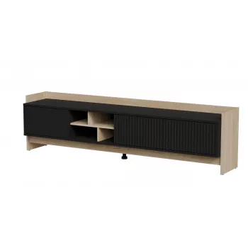 Cama RTV PORTO 3D Szafka 190x38x50 dąb/czarny