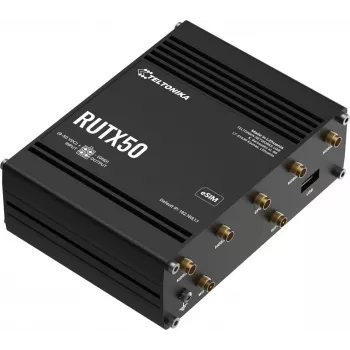 Router bezprzewodowy Teltonika RUTX50 — 5G, dwupasmowy 2.4/5 GHz, Wi‑Fi 5 (802.11ac), Gigabit Ethernet, 5 x RJ‑45, USB, czarny