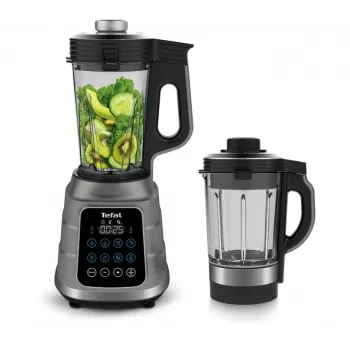 Blender stołowy Tefal BL985A31 — 1300 W, szklany dzbanek 1,75 L + dzbanek Tritan 2 L, 6-skrzydłowe ostrza ze stali nierdzewnej Trip'Ax, blendowanie próżniowe