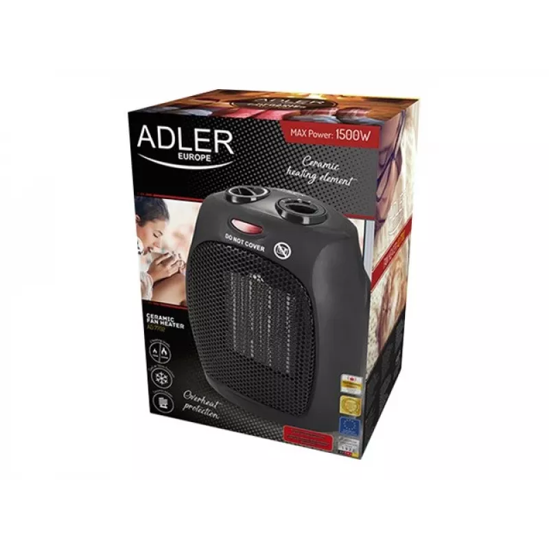 Adler AD 7702 Grzejnik elektryczny wentylatorowy Wewnętrzny Stal nierdzewna 1500 W