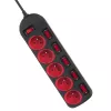 Listwa zasilająca MACLEAN MCE204, kabel 1,5 m, 5 gniazd AC, do użytku wewnętrznego, czarna/czerwona