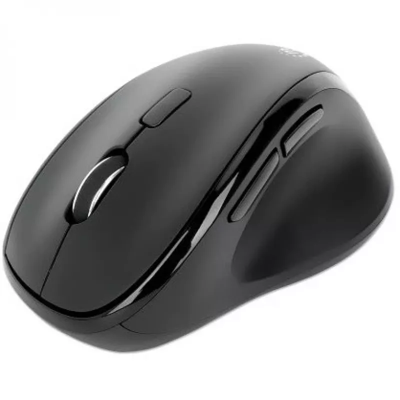 Manhattan Ergonomic Wireless mysz, Right Handed, Adjustable 800/1200/1600dpi, 2.4Ghz (up to 10m), Six Button with Scroll Wheel, Combo USB=A and USB-C receiver, Czarny, AA bateria (included), Three Year Warranty