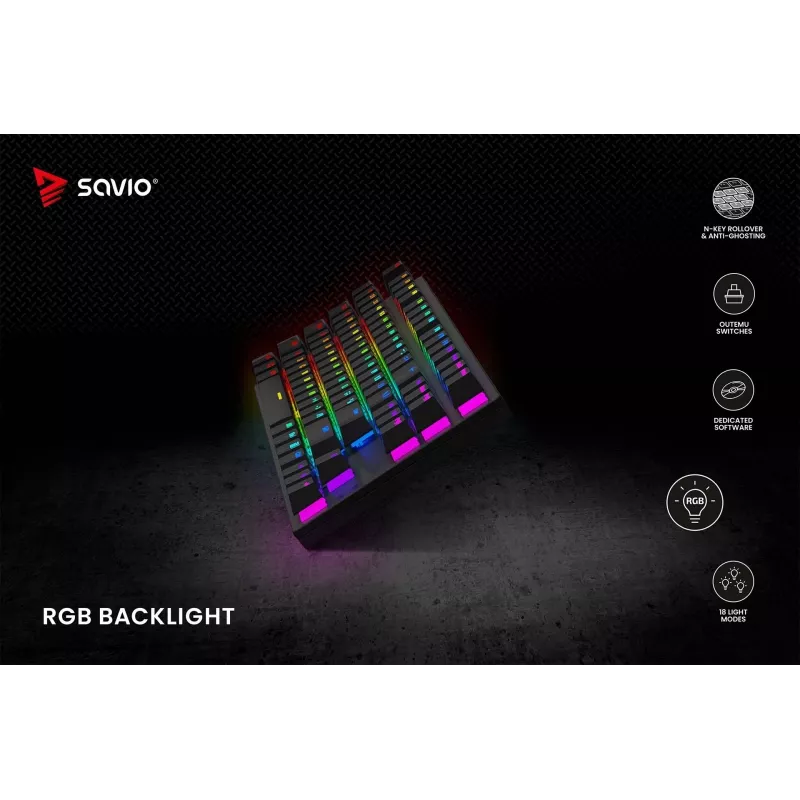 Klawiatura mechaniczna RGB Tempest X2 Outemu Red Savio Savgk-tempest X2 Red