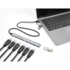 DELOCK 4 Port cienki USB Hub — Host USB 3.2 Gen 1 Type-C, 3× USB 5 Gbps Type-C + 1× USB 5 Gbps Type-A, szary, metal