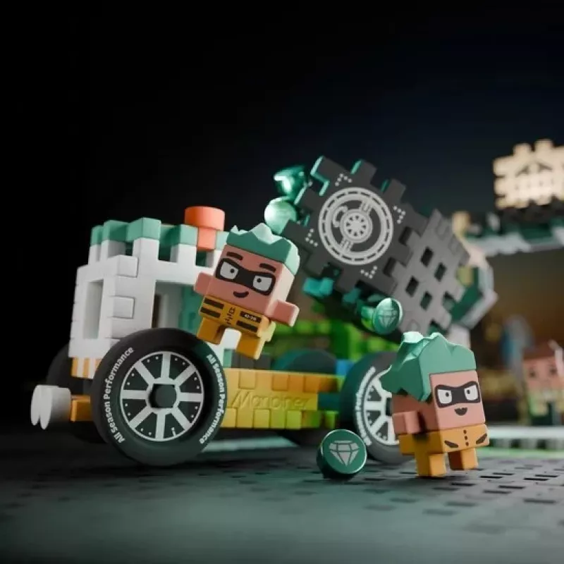 MARIOINEX Mini Waffle City Napad na Bank Klocki Budowlane, 148 elementów