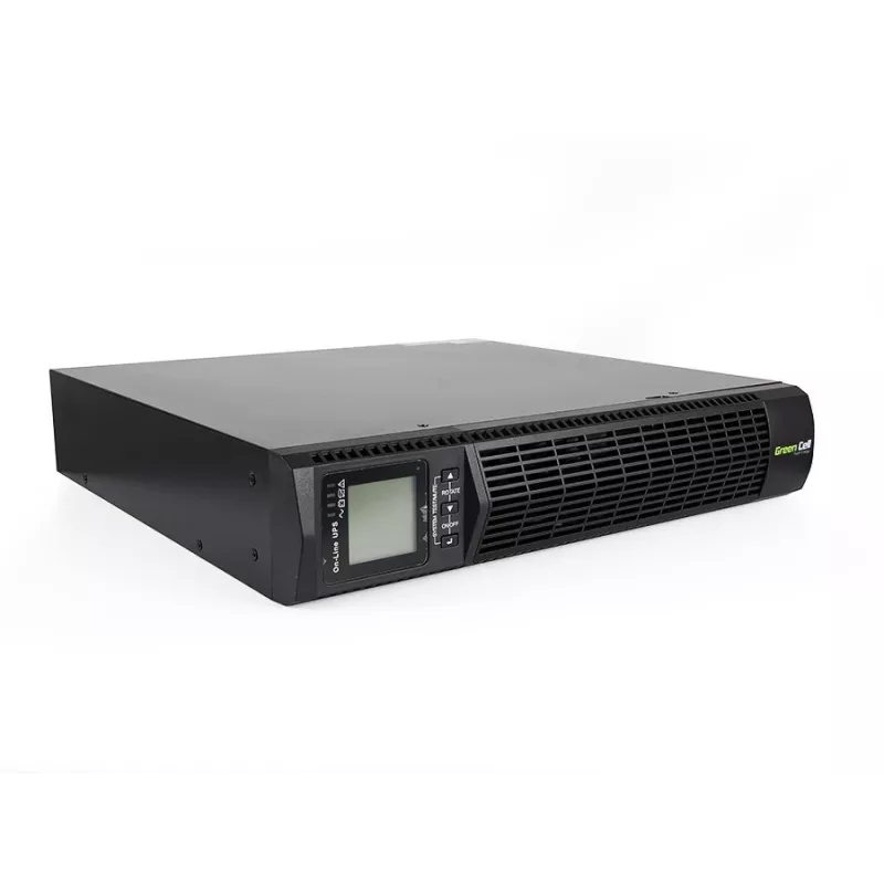 Zasilacz awaryjny zielony Cell UPS13 — zasilacz UPS online z podwójną konwersją, 1000 VA / 900 W, czysty sinus, 6 gniazd AC, LCD, 2×12V 9Ah