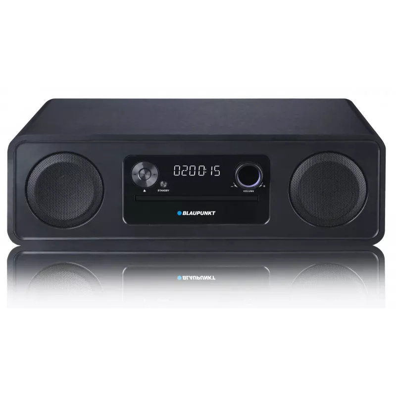 System Micro Hi‑Fi BLAUPUNKT MS20BK — CD/MP3/WMA, Bluetooth 5.0, FM, USB, MicroSD, 2×20W RMS, AUX, RCA, wyświetlacz LED, 100–240V, czarny