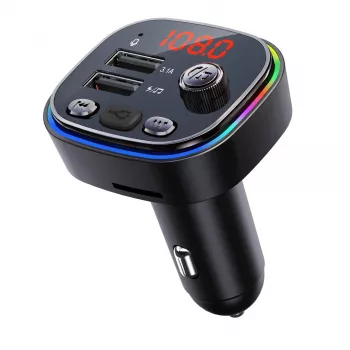 Nadajnik FM VAKOSS TC-B439K Bluetooth USB, 87.5–108 MHz, odtwarzanie z microSD/USB, wyjście 5V/3.1A, wyświetlacz RGB